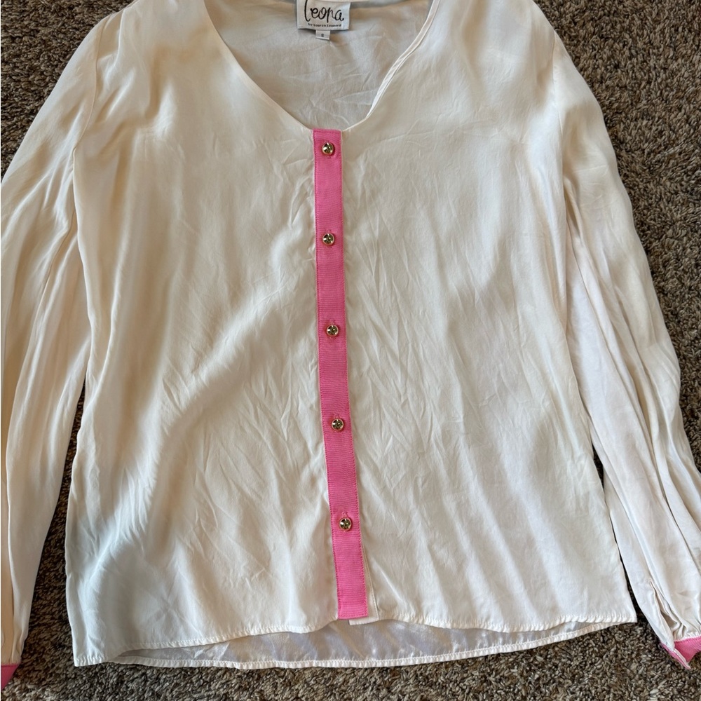 Leona Kids' Cream and Pink Button-Down Shirt